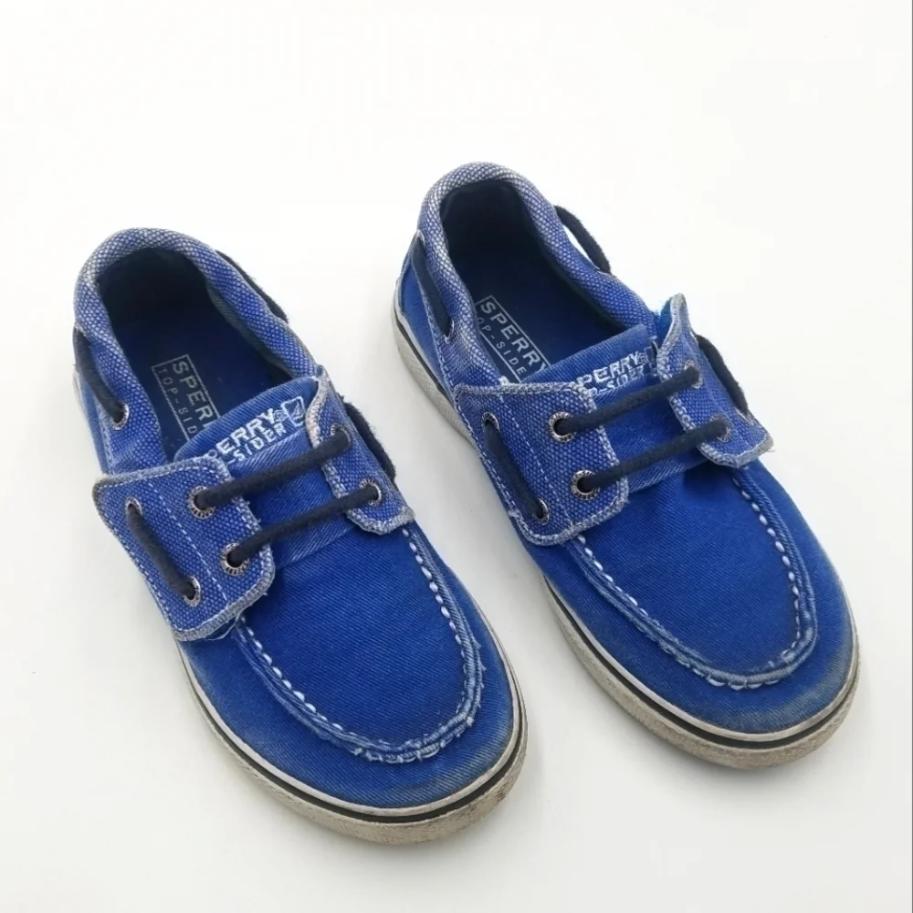 Sperry Halyard Jr. Blue Canvas Loafer Slip On Shoe 11.5T